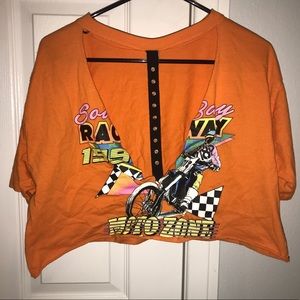 Forever 21 orange moto tee.